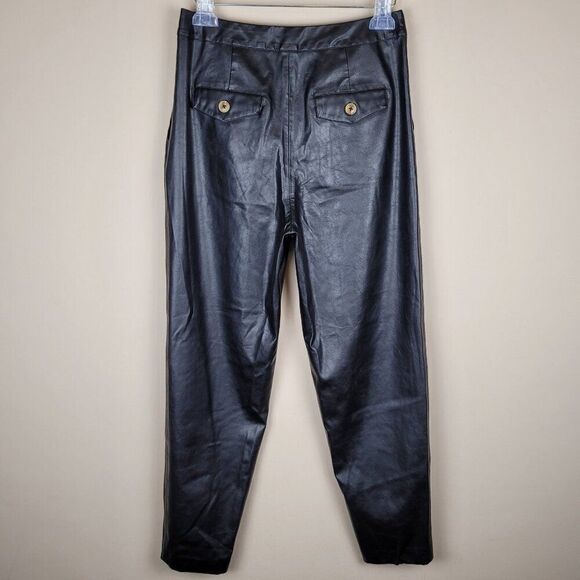 Blank NYC Faux Leather Pleated Trousers Cropped Pants Black Size 26 - Picture 5 of 14